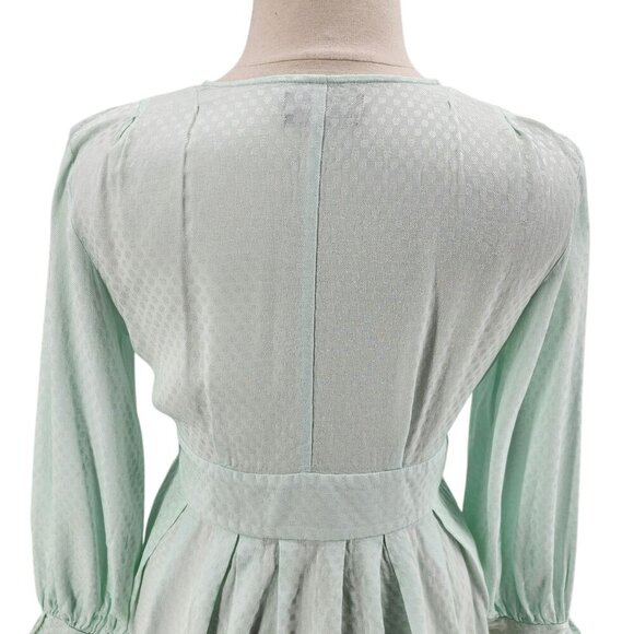 Something Navy Jacquard Wrap Surplice Peplum Mint Green Blouse Top Womens 1X - Picture 5 of 9